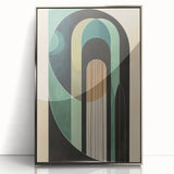 Framed abstract minimalist wall art featuring a silver acrylic design, showcasing sleek lines and a modern aesthetic, ideal for contemporary home decor.