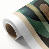 Abstract minimalist wall art print on rolled canvas, featuring fluid shapes in soft pastel colors, perfect for contemporary home decor, presented in a protective tube.