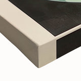 Close-up of a minimalist abstract wall art canvas featuring soft pastel colors and geometric shapes, showcasing artistic texture and depth for modern decor.