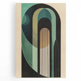 Abstract minimalist wall art stretched on canvas, showcasing a blend of soft colors and geometric shapes, perfect for modern home decor or office spaces.