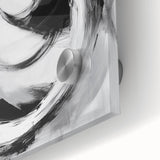 Minimalist Abstract Wall Art – Bold Black and Gray Circular Canvas