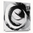 Minimalist Abstract Wall Art – Bold Black and Gray Circular Canvas