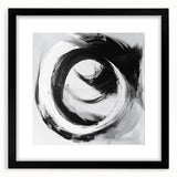 Minimalist Abstract Wall Art – Bold Black and Gray Circular Canvas