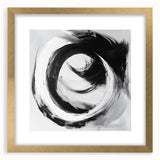 Minimalist Abstract Wall Art – Bold Black and Gray Circular Canvas