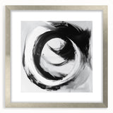 Minimalist Abstract Wall Art – Bold Black and Gray Circular Canvas