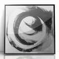 Minimalist Abstract Wall Art – Bold Black and Gray Circular Canvas