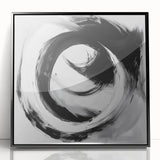 Minimalist Abstract Wall Art – Bold Black and Gray Circular Canvas