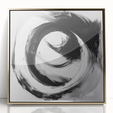Minimalist Abstract Wall Art – Bold Black and Gray Circular Canvas