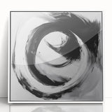 Minimalist Abstract Wall Art – Bold Black and Gray Circular Canvas
