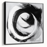 Minimalist Abstract Wall Art – Bold Black and Gray Circular Canvas