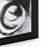 Minimalist Abstract Wall Art – Bold Black and Gray Circular Canvas