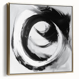 Minimalist Abstract Wall Art – Bold Black and Gray Circular Canvas
