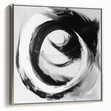 Minimalist Abstract Wall Art – Bold Black and Gray Circular Canvas