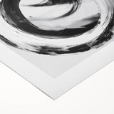 Minimalist Abstract Wall Art – Bold Black and Gray Circular Canvas