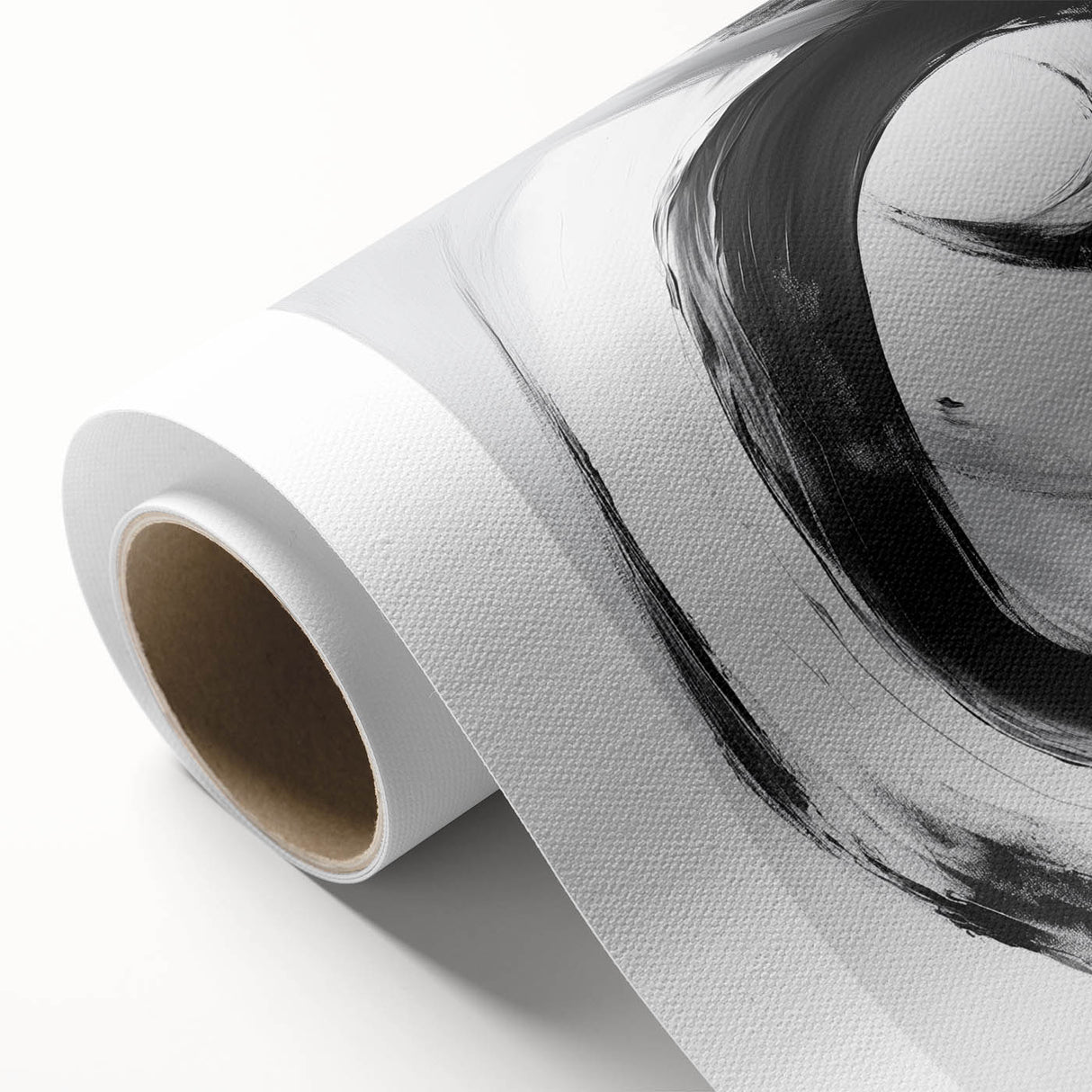 Minimalist Abstract Wall Art – Bold Black and Gray Circular Canvas