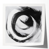 Minimalist Abstract Wall Art – Bold Black and Gray Circular Canvas