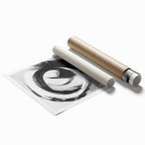 Minimalist Abstract Wall Art – Bold Black and Gray Circular Canvas