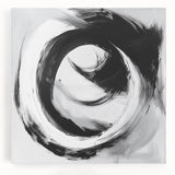 Minimalist Abstract Wall Art – Bold Black and Gray Circular Canvas