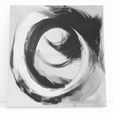 Minimalist Abstract Wall Art – Bold Black and Gray Circular Canvas