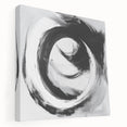 Minimalist Abstract Wall Art – Bold Black and Gray Circular Canvas