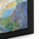 Expressionist Art: Radiant Sunburst with Abstract Mountain Landscape