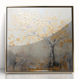 Gold Tree Living Room Wall Art - Modern Abstract Canvas Print