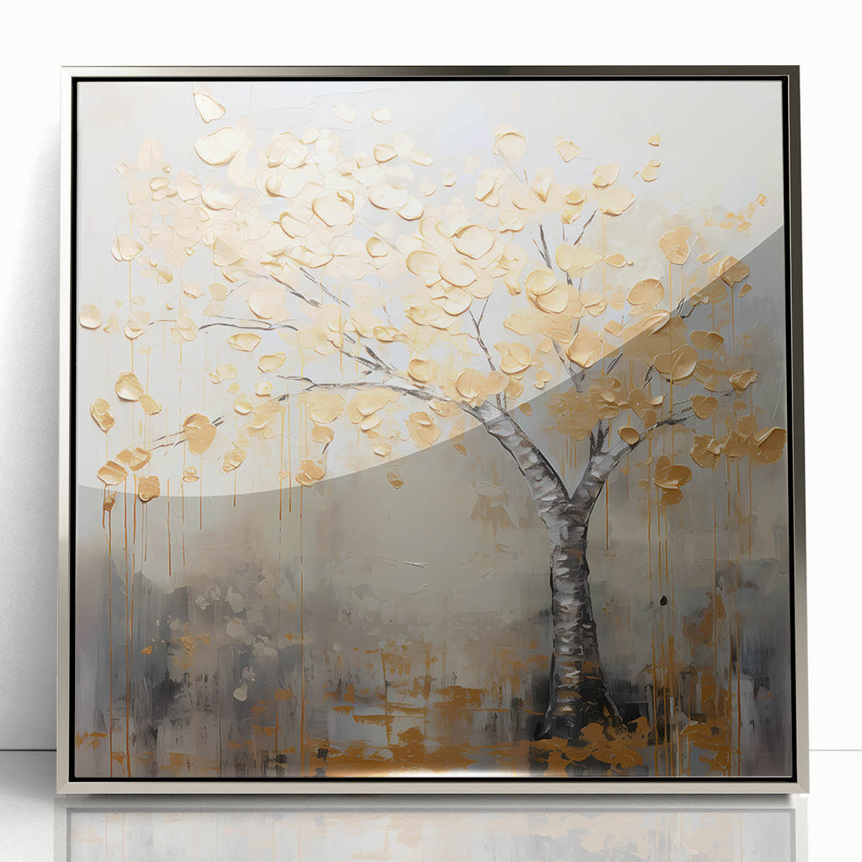 Gold Tree Living Room Wall Art - Modern Abstract Canvas Print