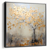 Gold Tree Living Room Wall Art - Modern Abstract Canvas Print