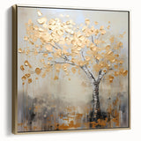 Gold Tree Living Room Wall Art - Modern Abstract Canvas Print