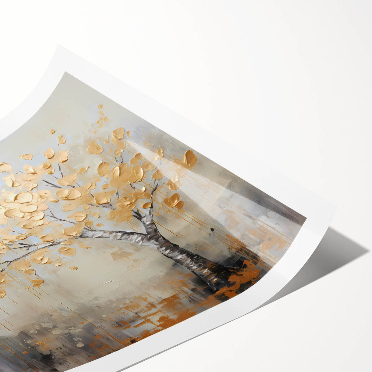 Gold Tree Living Room Wall Art - Modern Abstract Canvas Print