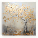 Gold Tree Living Room Wall Art - Modern Abstract Canvas Print
