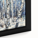 Close-up of a framed abstract floral canvas artwork showcasing vibrant colors and intricate designs, set against a neutral background, perfect for home decor.