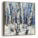 Framed canvas artwork showcasing an abstract floral design in silver and gold hues, set against a neutral background, ideal for modern home decor.