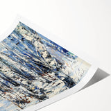 Abstract floral design print featuring vibrant colors and intricate patterns, rolled and ready for display, ideal for modern home decor or art enthusiasts.