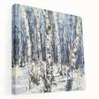 Abstract floral stretched canvas artwork showcasing vibrant colors and intricate patterns, highlighting a side view that emphasizes its depth and texture, ideal for modern decor.