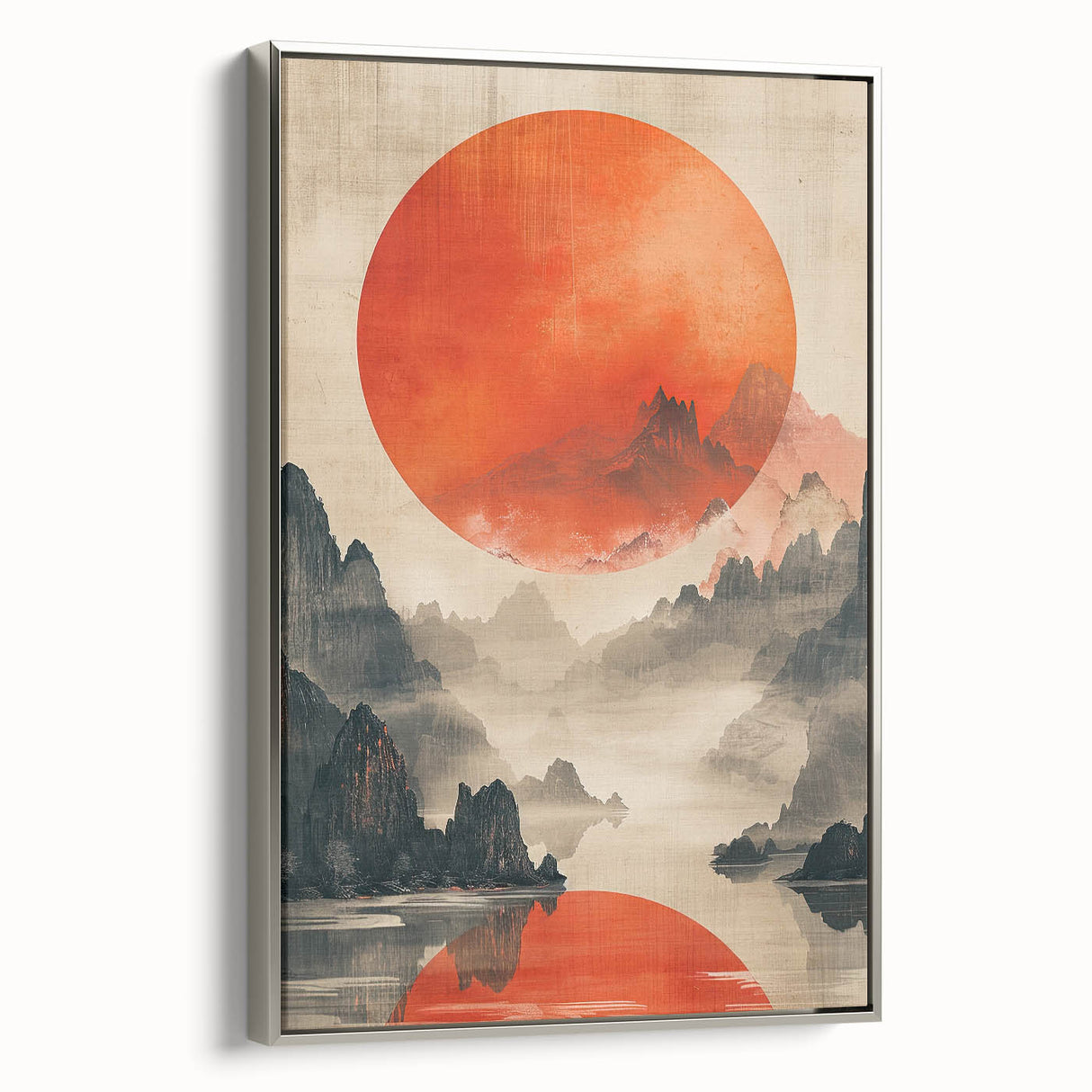 Abstract minimalist wall art on a framed canvas, showcasing a sleek silver side profile, perfect for modern decor in upscale interiors. Ideal for adding elegance to living spaces.