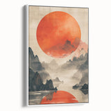 Framed abstract minimalist wall art in a sleek white frame, showcasing geometric shapes and soft color tones, perfect for modern home decor.