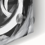 Large Abstract Wall Art – Bold Black and White Circular Motion Canvas