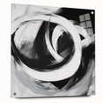 Large Abstract Wall Art – Bold Black and White Circular Motion Canvas