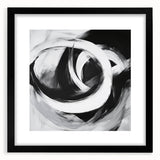 Large Abstract Wall Art – Bold Black and White Circular Motion Canvas