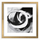 Large Abstract Wall Art – Bold Black and White Circular Motion Canvas