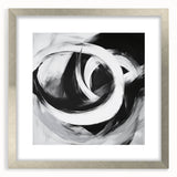 Large Abstract Wall Art – Bold Black and White Circular Motion Canvas