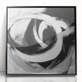 Large Abstract Wall Art – Bold Black and White Circular Motion Canvas