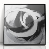 Large Abstract Wall Art – Bold Black and White Circular Motion Canvas