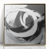 Large Abstract Wall Art – Bold Black and White Circular Motion Canvas