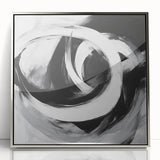 Large Abstract Wall Art – Bold Black and White Circular Motion Canvas