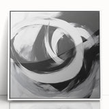 Large Abstract Wall Art – Bold Black and White Circular Motion Canvas