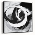 Large Abstract Wall Art – Bold Black and White Circular Motion Canvas