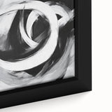 Large Abstract Wall Art – Bold Black and White Circular Motion Canvas