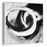 Large Abstract Wall Art – Bold Black and White Circular Motion Canvas